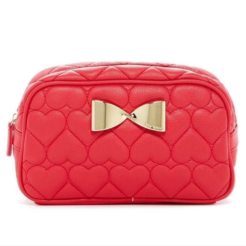 Red Quilted Heart Bag with Gold Bow